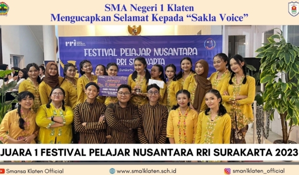 Kembali Menorehkan Prestasi, Juara 1 Festival Pelajar Nusantara RRI Surakarta 2023